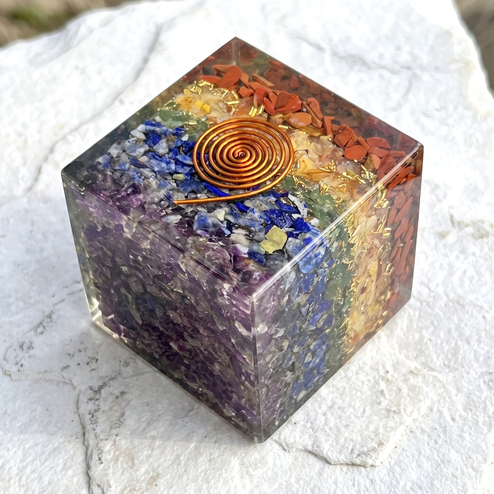 7 Chakras Stones And Crystals Resin Cube Gemstone Decor Wholesale Supply