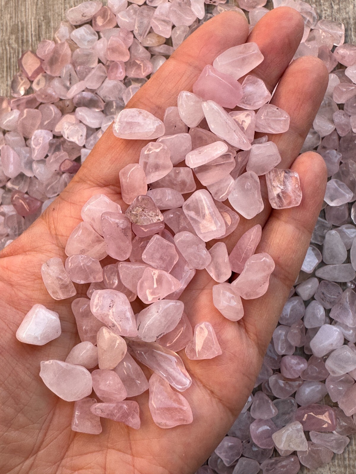 Grade A++ Rose Quartz Semi Tumbled Gemstone Large Chips 9-16mm, Wholesale Bulk