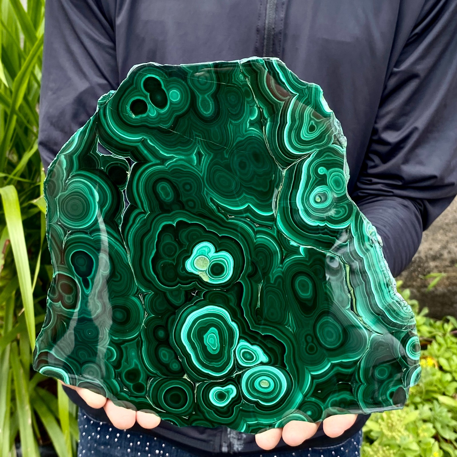 4.67LB Natural malachite slice quartz crystal luster mineral specimen
