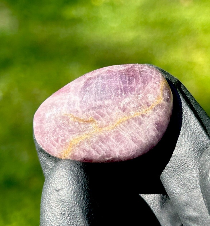 Handmade Polished Purple ANGELITE ANHYDRITE Rare Crystal Palm Stone MADAGASCAR