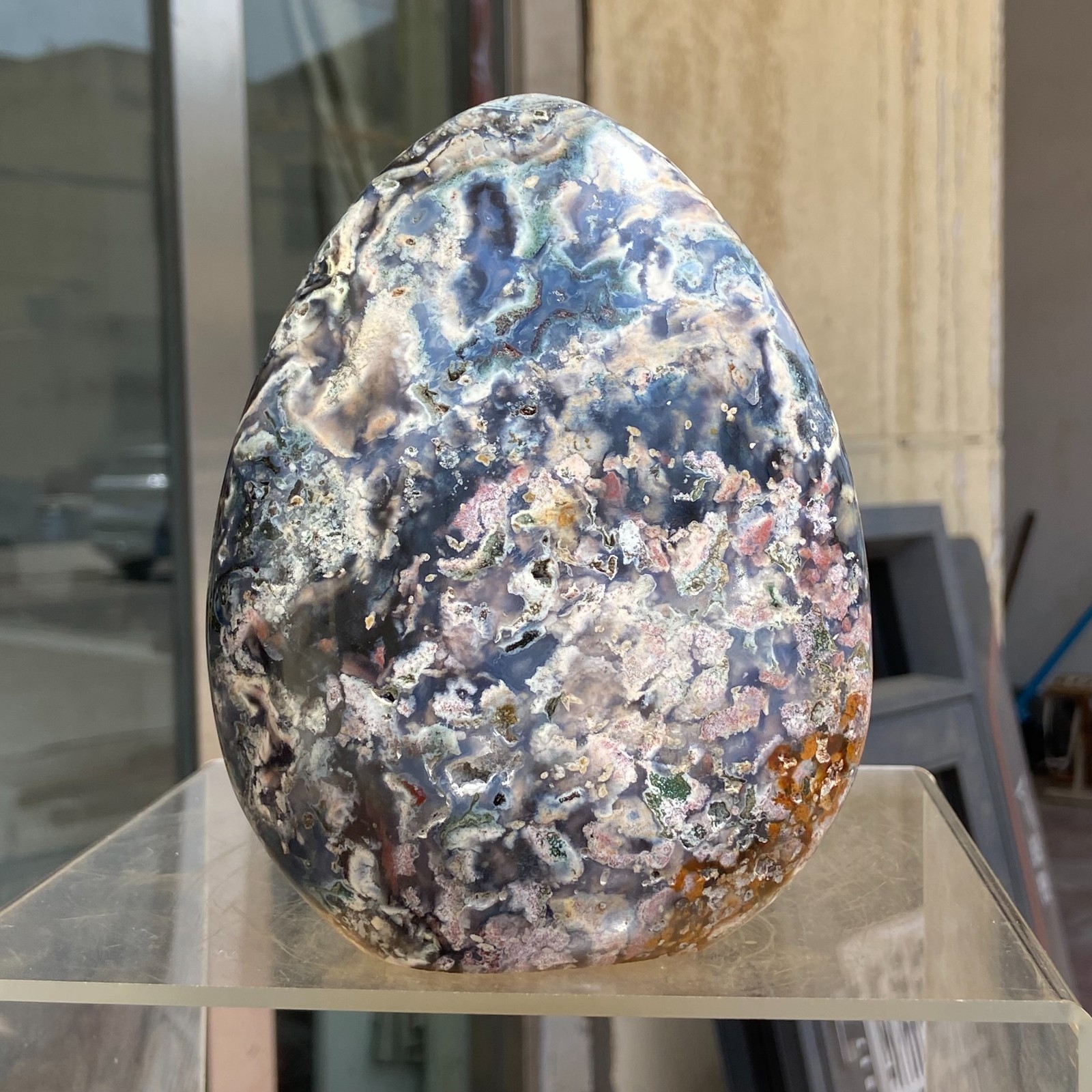 3.17LB Natural Colourful Ocean Jasper Crystal Display Specimen Healing