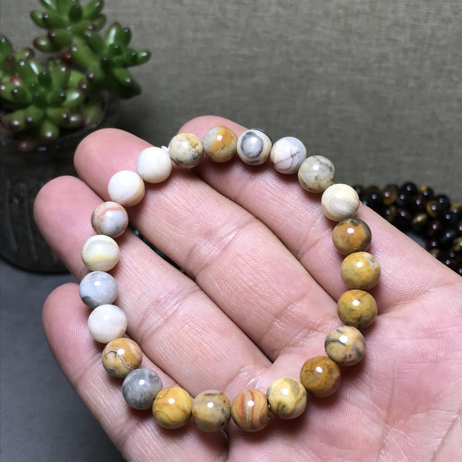 10Pcs Wholesal Natural Crazy agate bracelets Crystal ball sphere 8mm