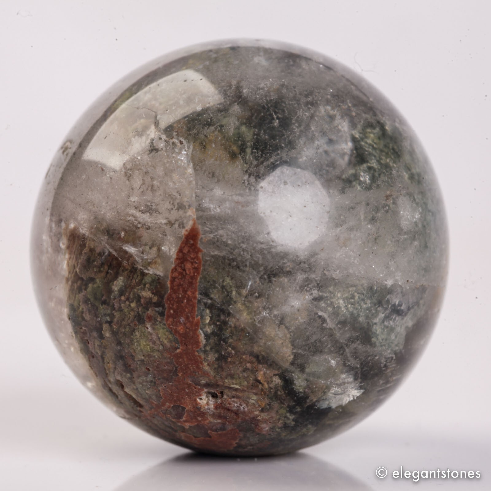 54g34mm Natural Garden/Phantom/Ghost/Lodolite Quartz Crystal Sphere Healing Ball