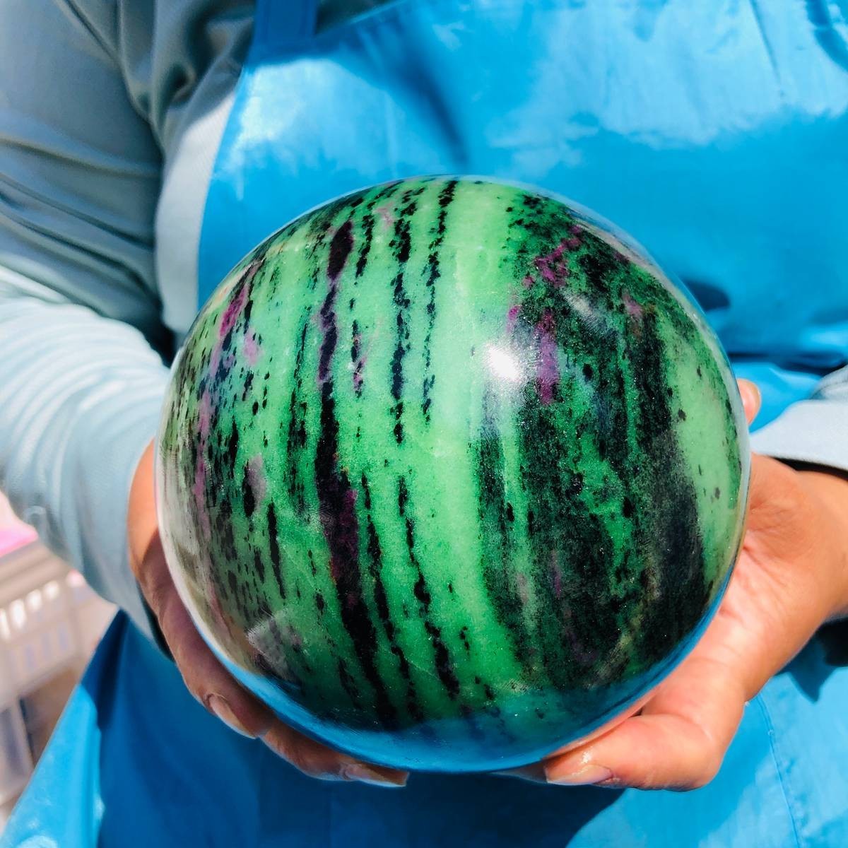7.28LB Natural green Ruby zoisite (anylite) crystal ball sample Healing