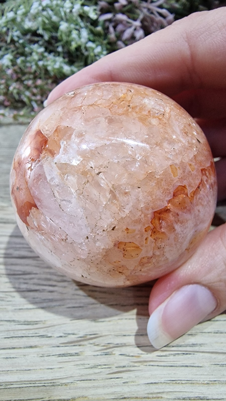 Carnelian Agate Crystal Sphere 51mm 190g Free Stand