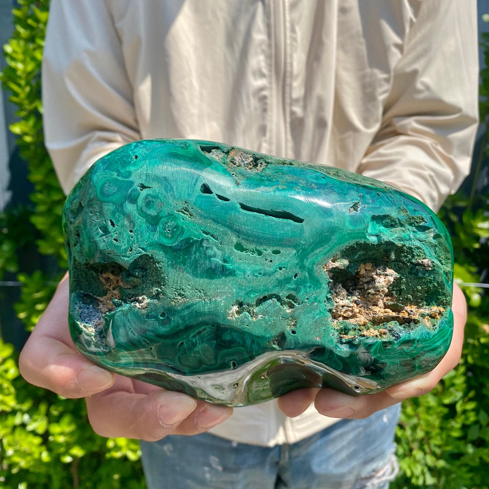4.6LB Natural glossy Malachite transparent cluster rough mineral sample