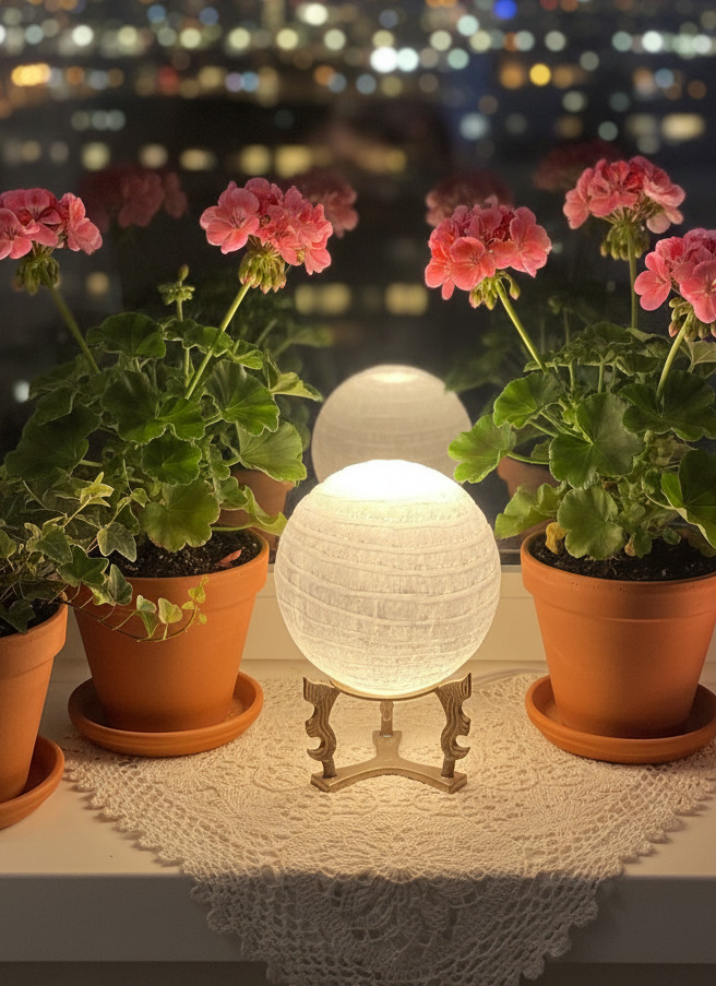 CRYSTAL CLEAR SELENITE LAMP HEALING NATURAL PERFECT GIFT HOME DECOR FROM MOROCCO
