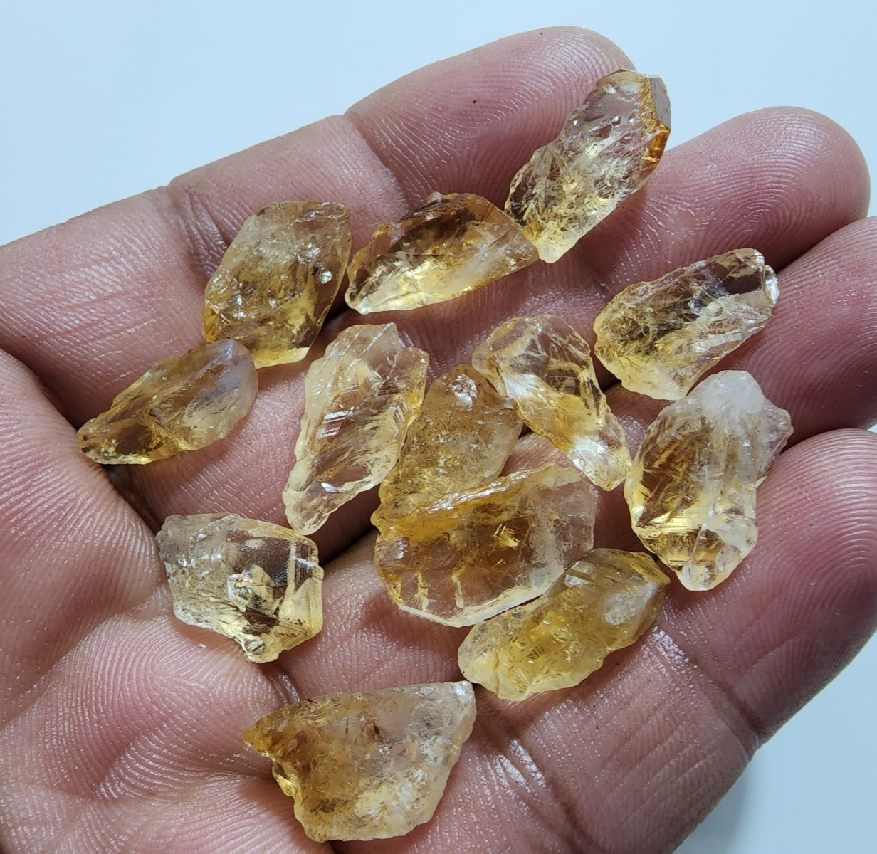 13 Pcs Attractive A+ Golden Citrine Rough Gemstone Crystal Citrine Size 14-18 MM
