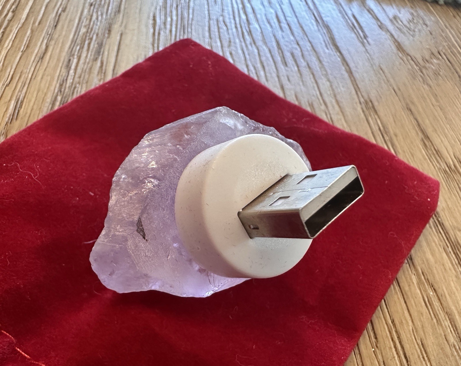Light Raw Gemstone Crystal Stone USB Illuminated Home Purple Amethyst Gift