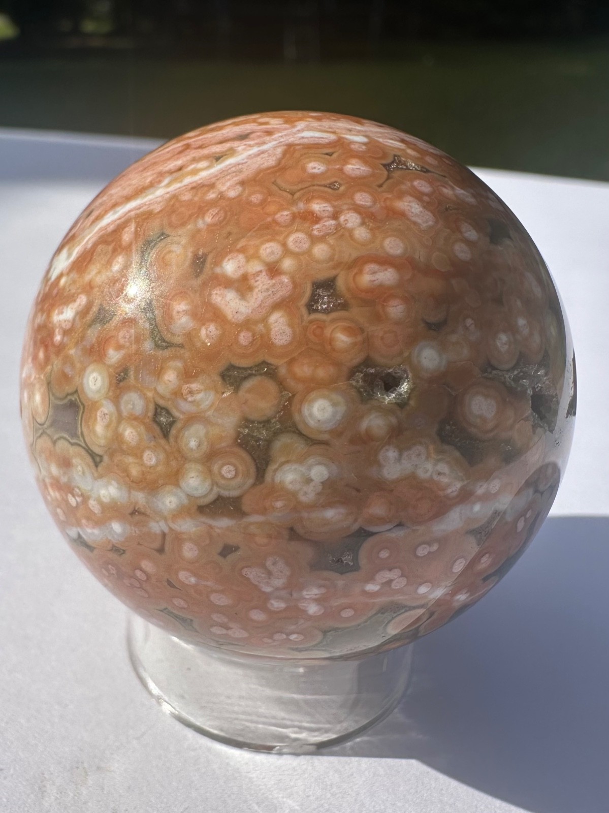 165g natural druzy orbicular ocean jasper 8th vein polished crystal ball