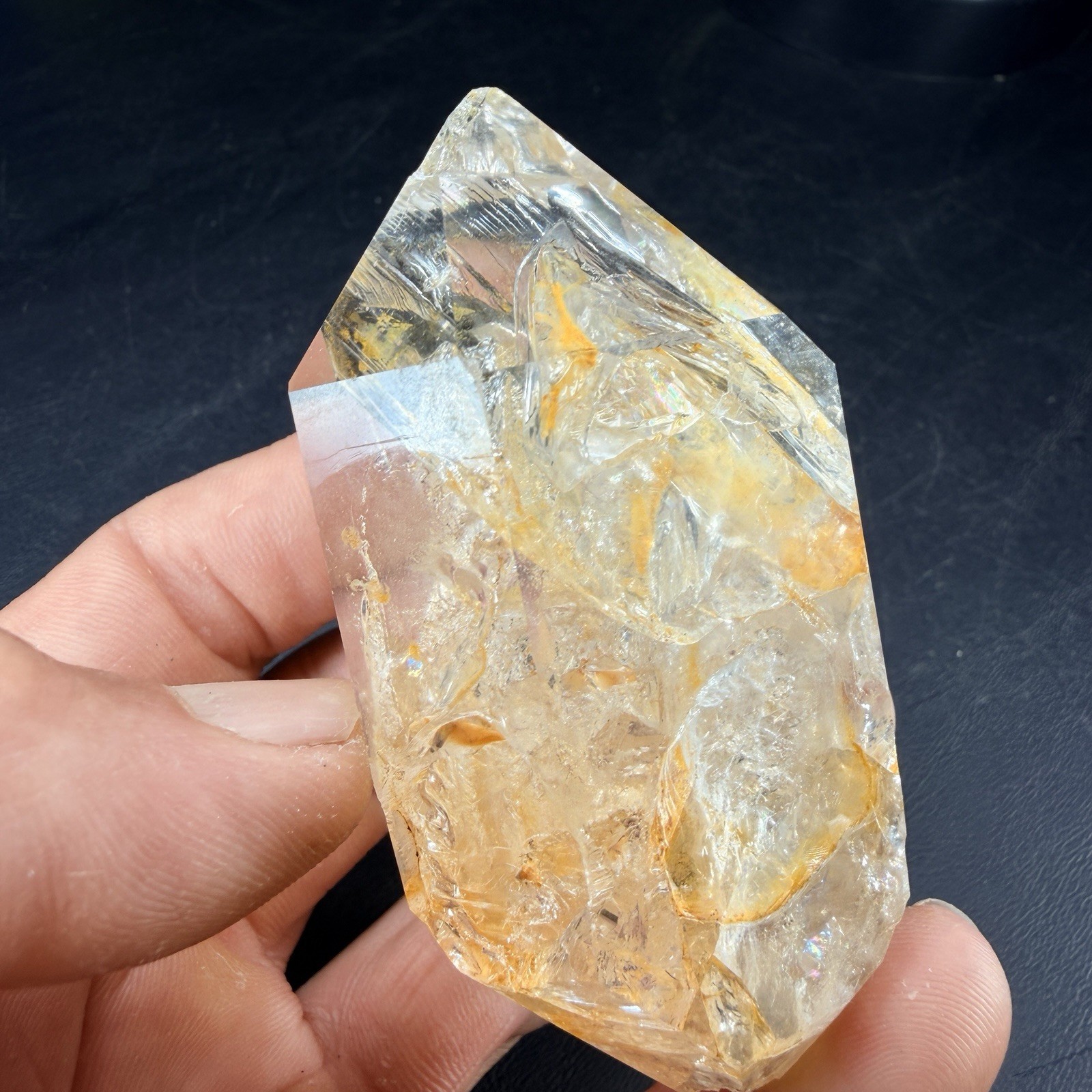 Golden Herkimer Diamond Quartz Crystal Point / New York *VIDEO*