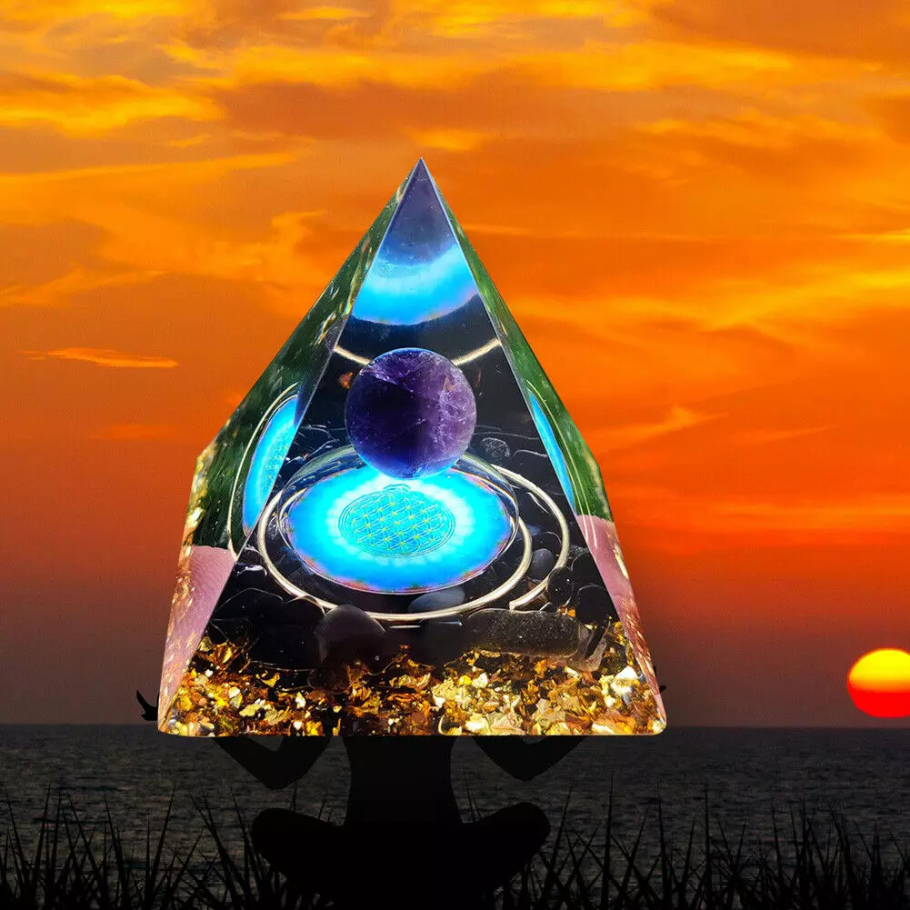 USA Amethyst Crystal Sphere Orgonite Pyramid Obsidian Chakra Energy Orgone Stone