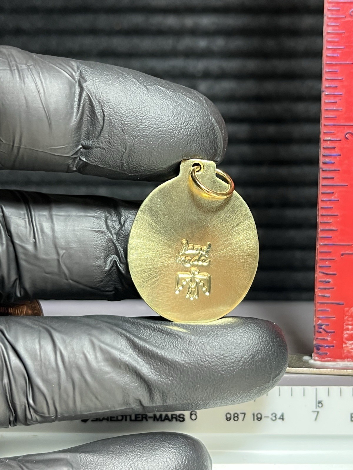 Crazy Lace Agate/brass Pendant/J99