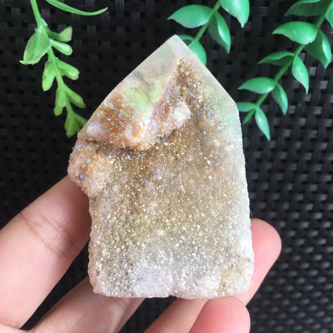 106g Titanium Angel Aura Coated Sphalerite Stone Point Tower Quartz Crystal