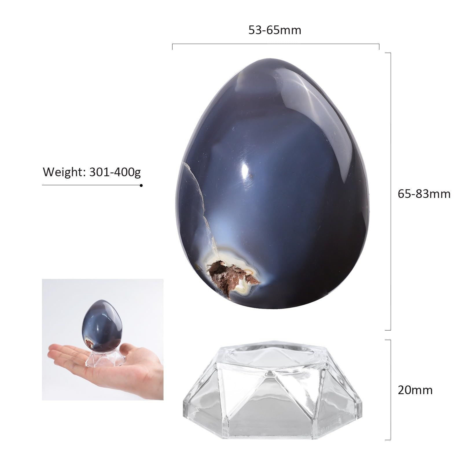 Natural Orca Agate Stone Egg Figurine Home Office Easter Decoration Reiki Hea…