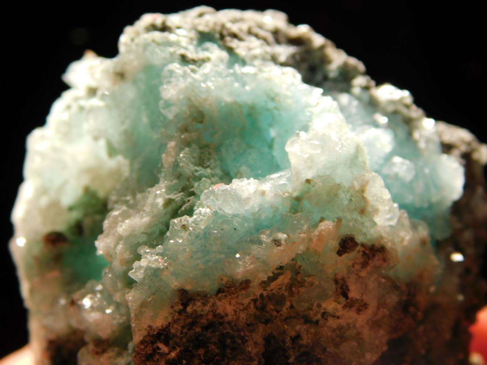 Light BLUE! CHRYSOCOLLA Cluster with Translucent Druzy Quartz Mexico 195gr