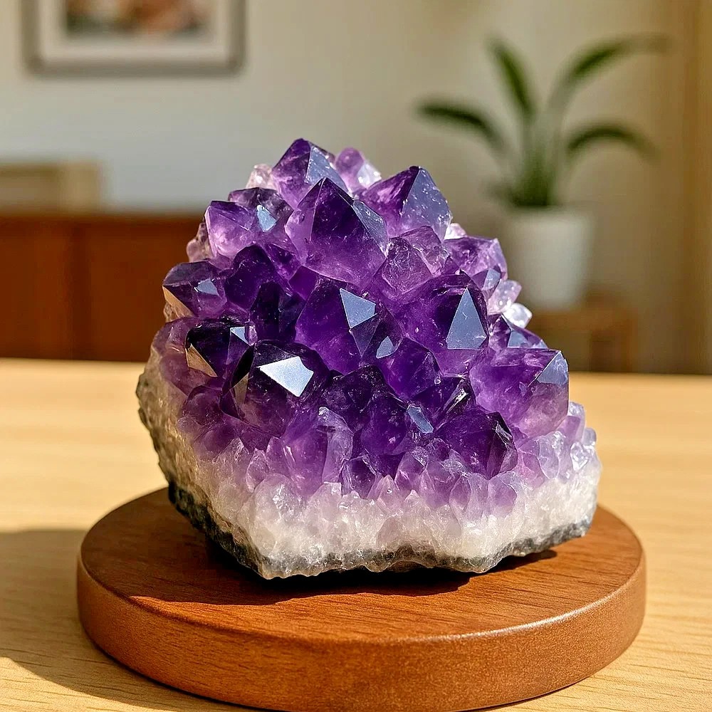 Natural Purple Amethyst Cluster Quartz Crystal Druzy Geode Healing Stone Reiki