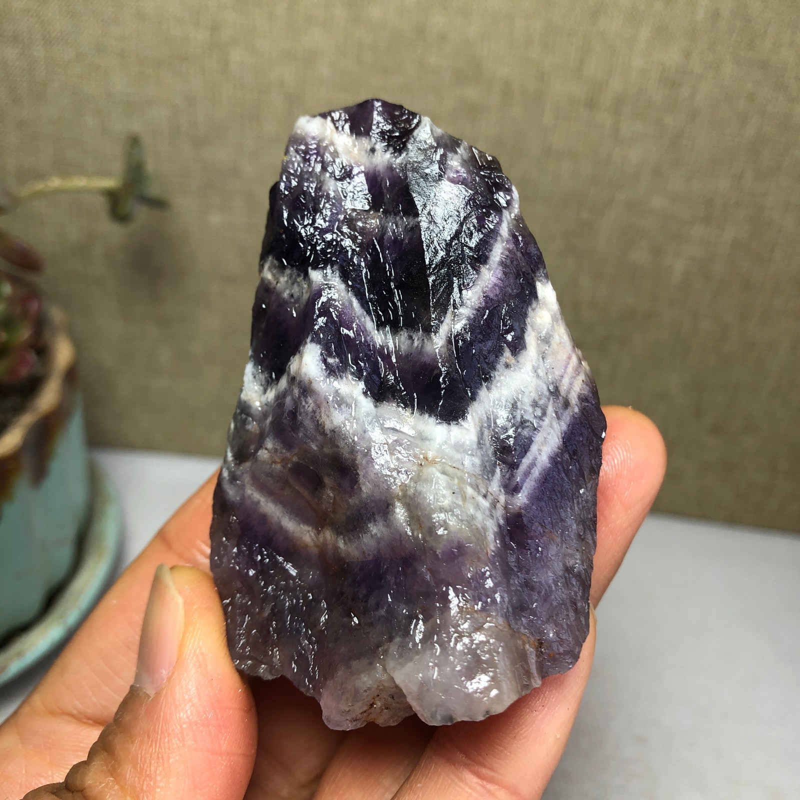 65mm Natural Dream Amethyst gemstone rough Crystal uncut specimens 123g A3816