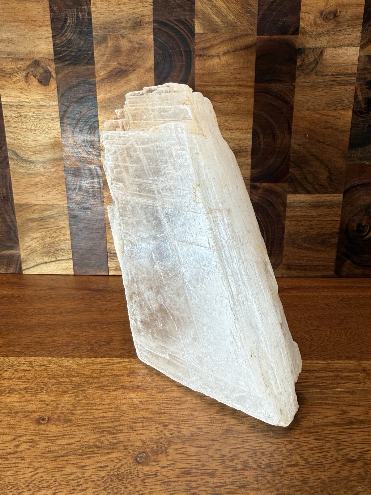 Large Clear/White Selenite Gypsum Crystal Slab Specimen 2 lb 13.5 oz 7 in
