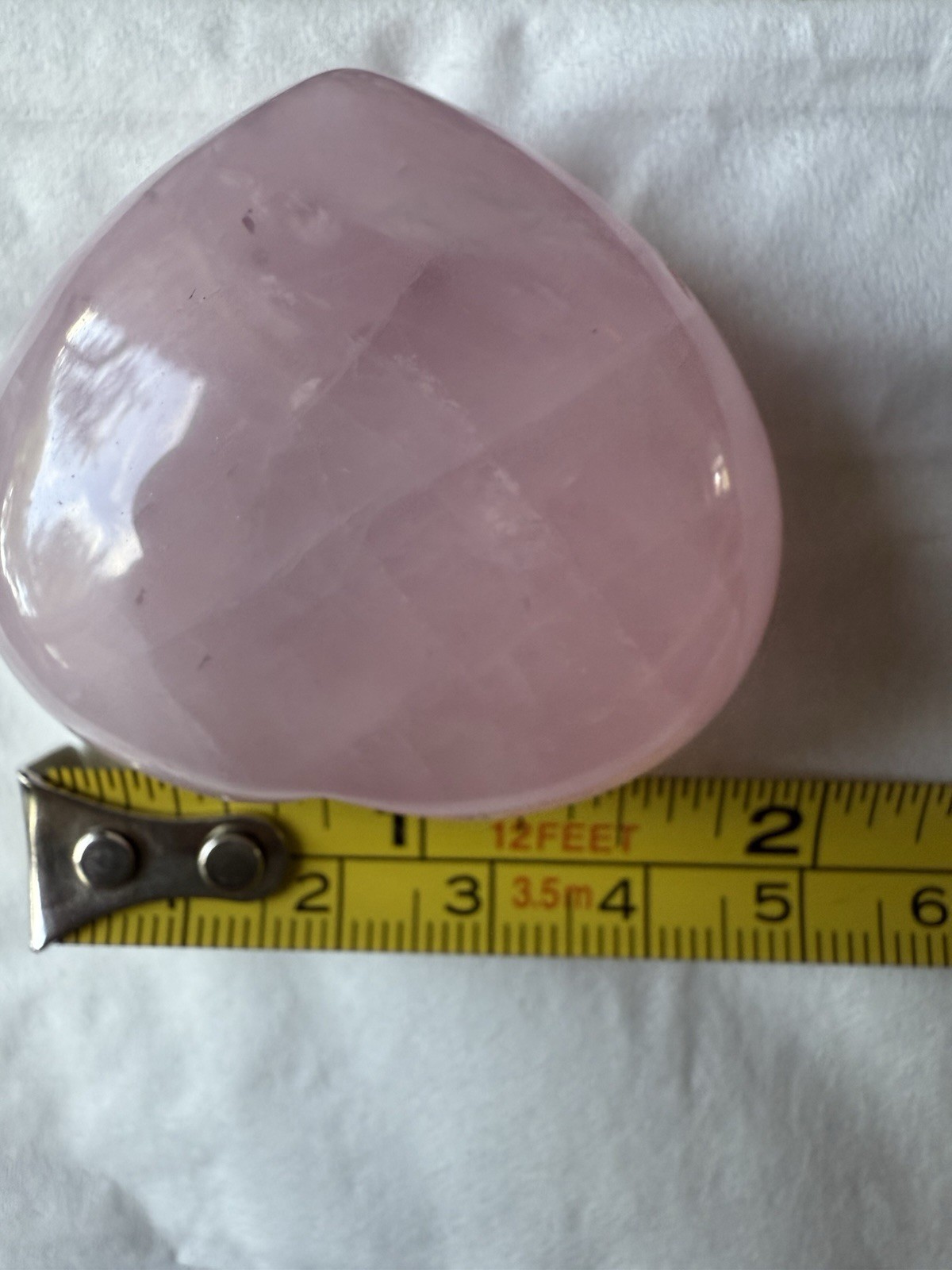 Pink Rose Quartz Crystal Heart Gemstone 1 1/2”Wide Solid No Hole Valentine
