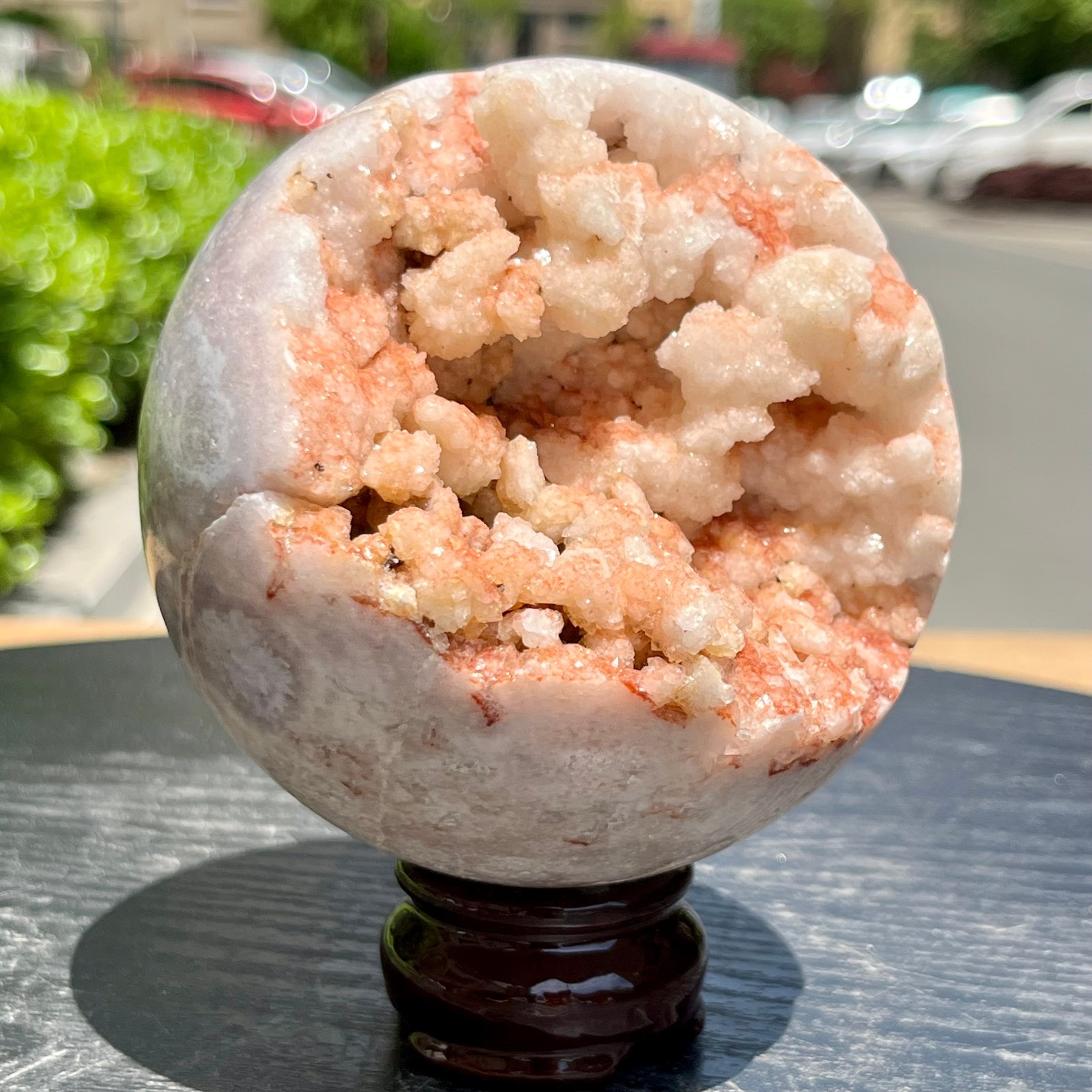 Pink Amethyst Geode Sphere Home Office Desk Decor Ornament Feng Shui Gift 940 g