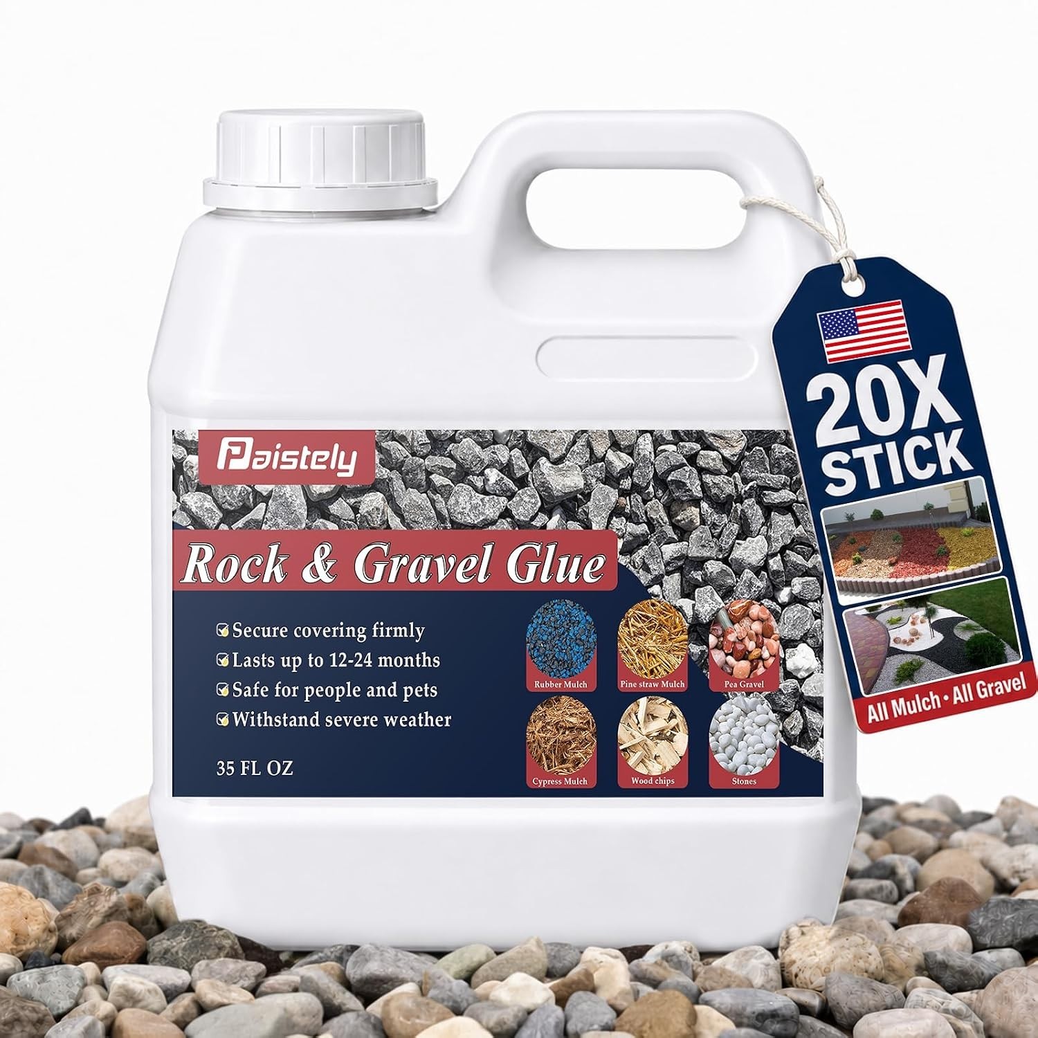 35Oz Rock and Gravel Glue for Landscaping, Fast Drying Lockdown Sticky Mulch …