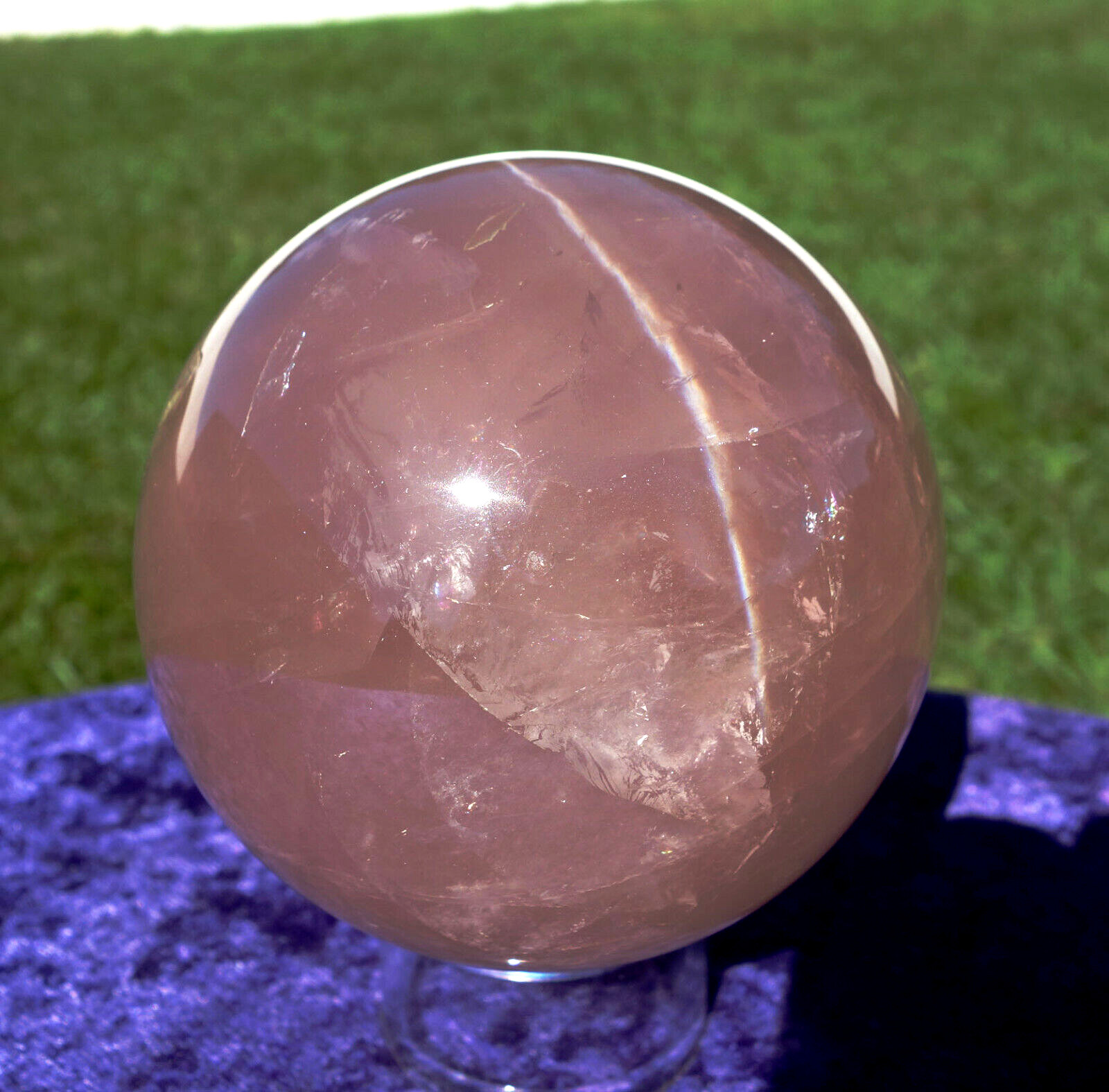 Rich Vivid PINK STAR ROSE Quartz Crystal Sphere Ball DEEP Fantastic COLOR
