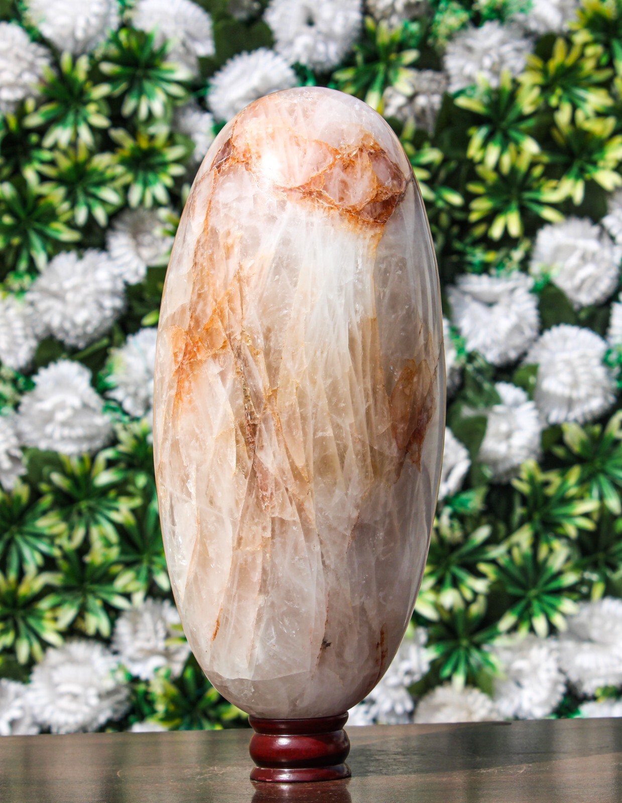 Polished 335MM Red Fire Quartz Stone Healing Charged Metaphysical Chakra Lingam