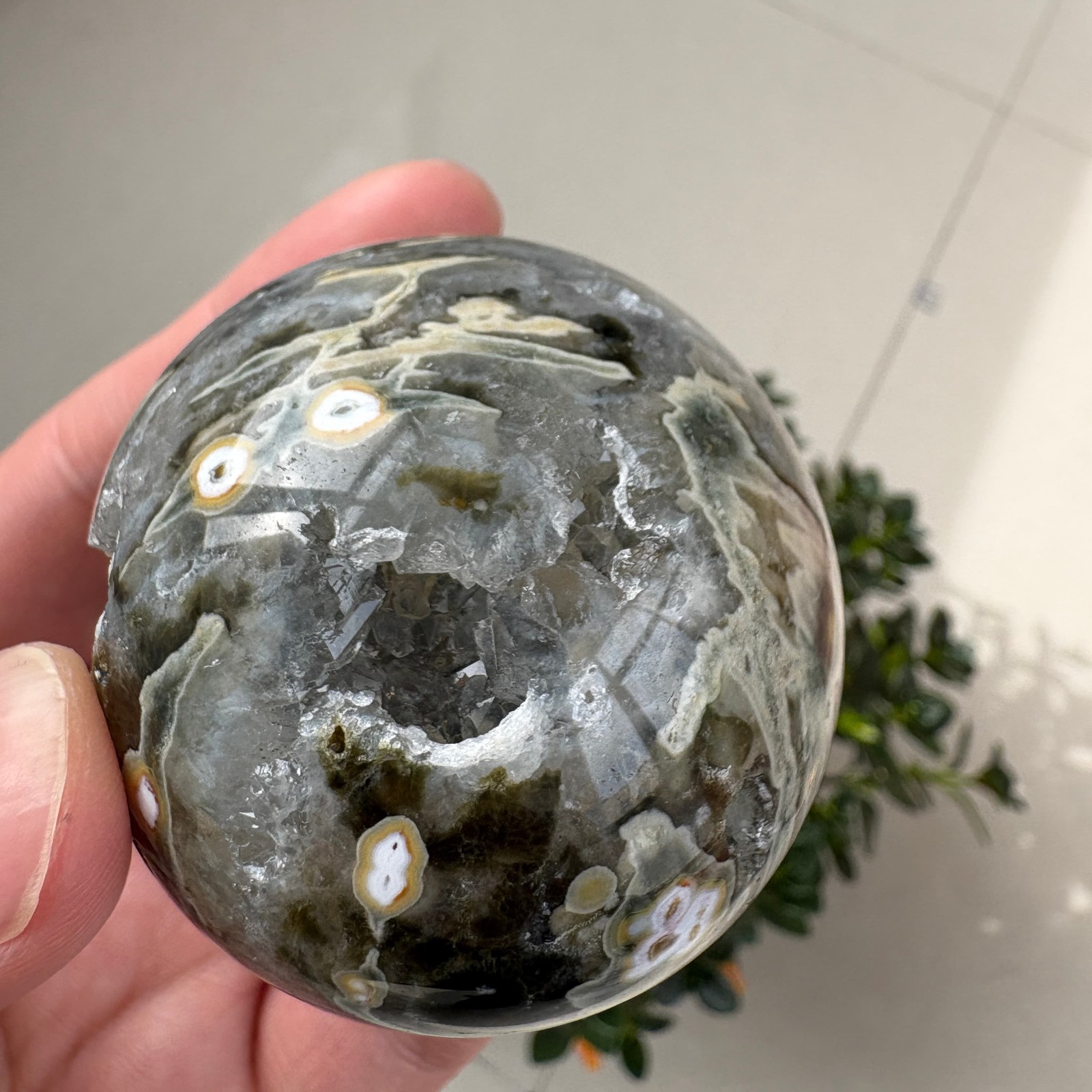 Natural 8th Vein Ocean Jasper Sphere 2.1″ 0.4 lb Crystal Ball Healing Gemstone