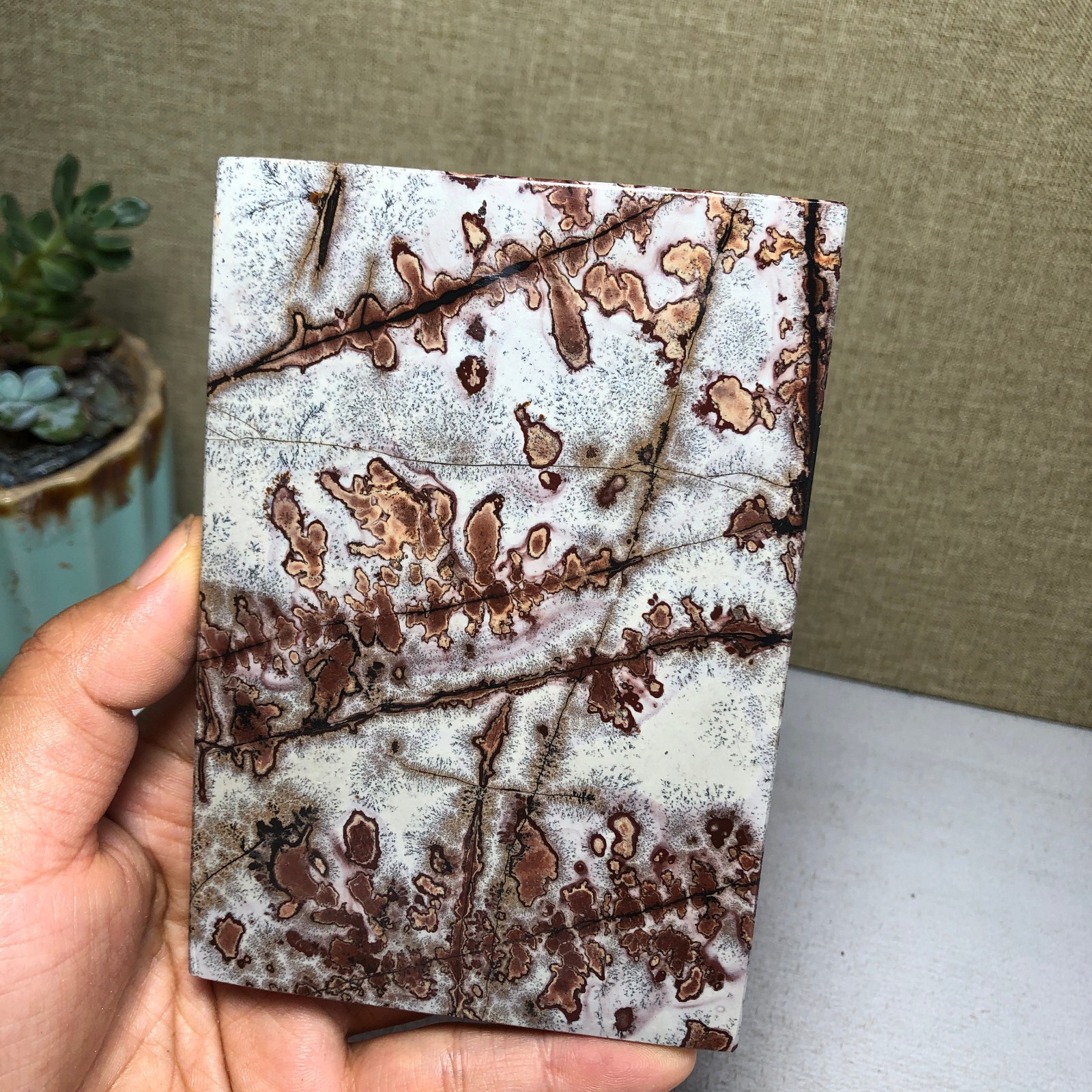 Natural Chinese painting stone crystal ornaments pictographic landscape A5061