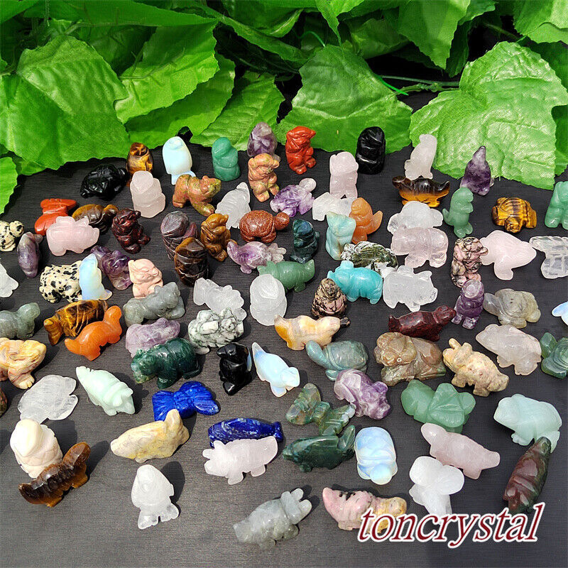 200pc Mix Natural Hand Carved Animal Mini Quartz Crystal Skull Reiki Gift