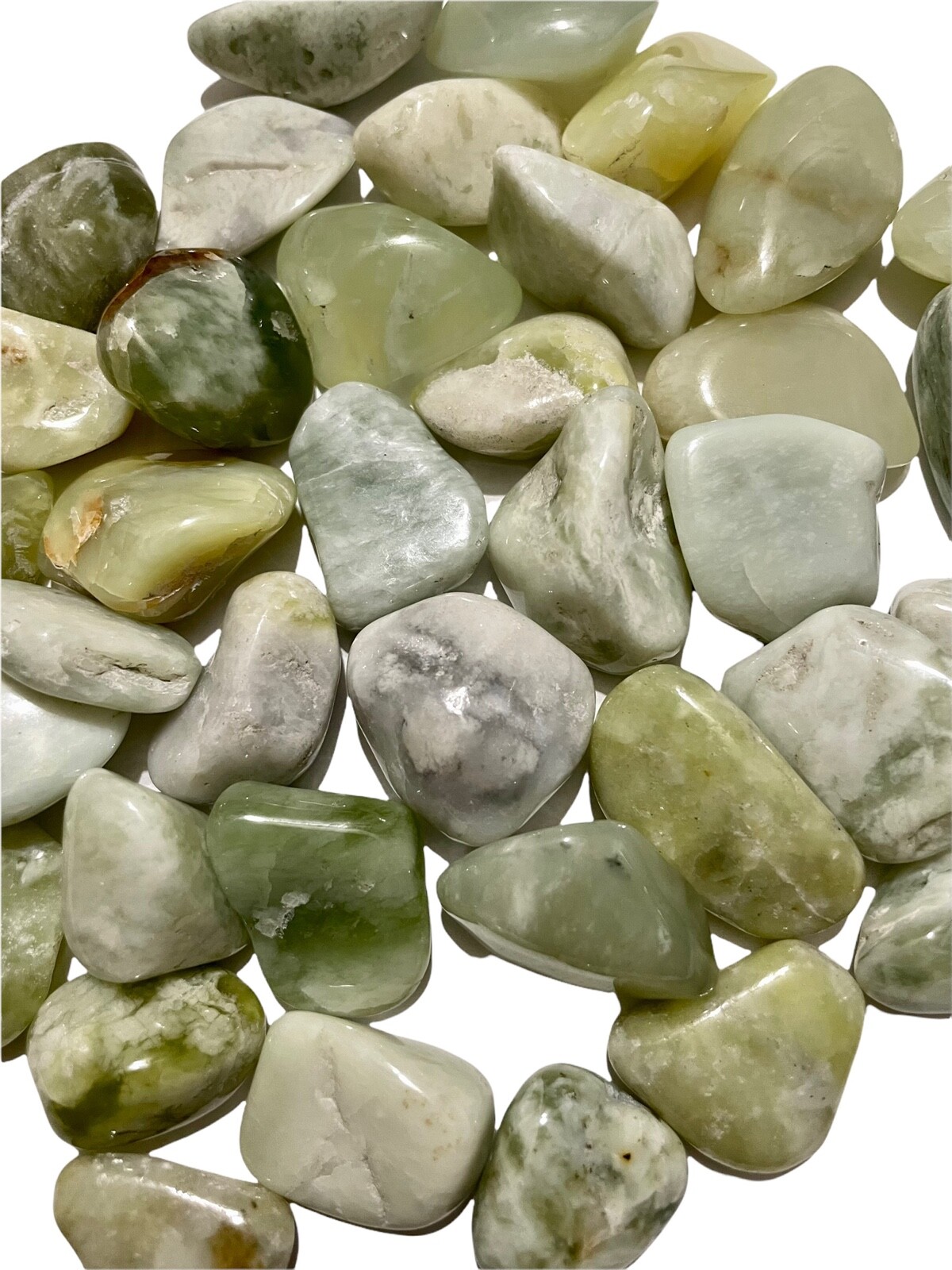 3X Light Jade China Tumbled Stones 25-30mm Good Luck Healing Crystals Wealth