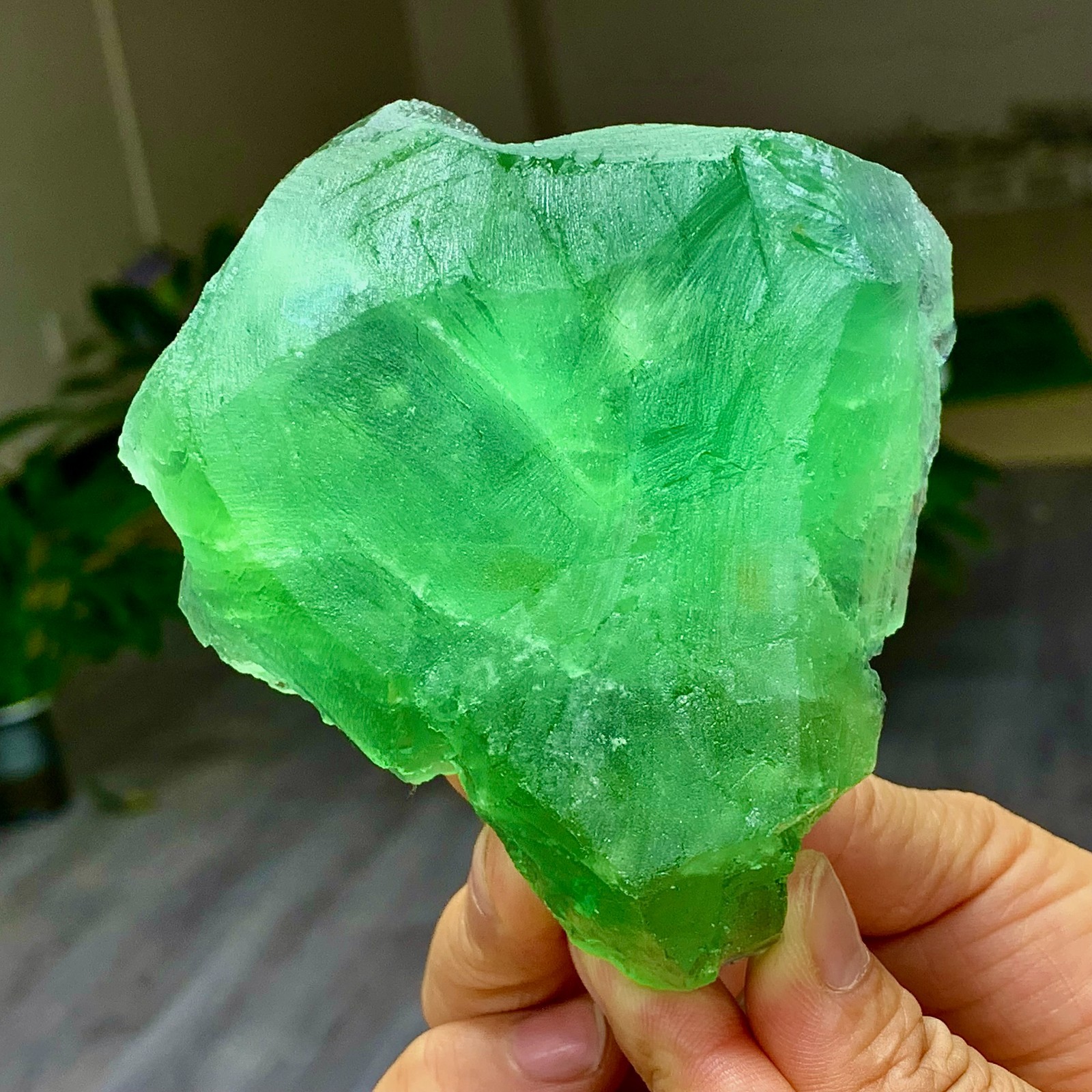 1.24LB Rare transparent green cubic Zhejiang fluorite mineral sample