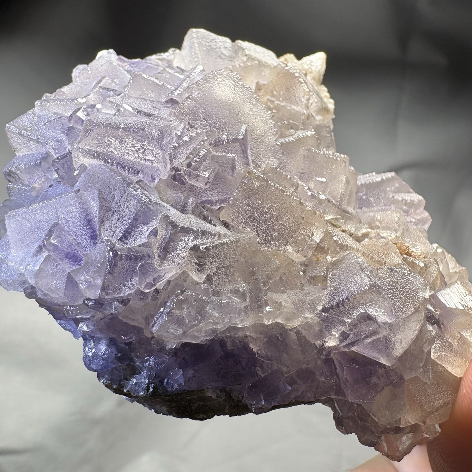 Natural Phantom Fluorite w/ Calcite Cluster Crystal Raw Mineral Dual Color UV