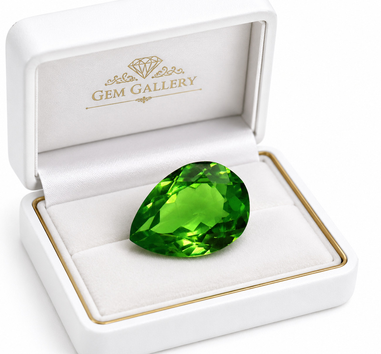 10 Ct Natural Pear Cut Afghani Green Peridot GGI Certified Loose Gemstone