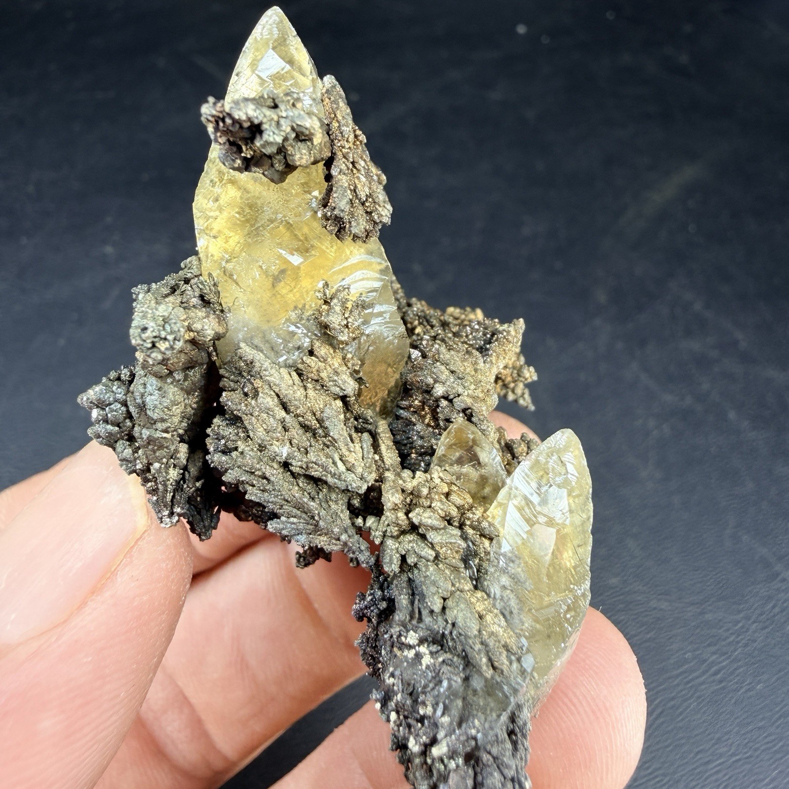 Golden Calcite Flower Chalcopyrite Crystal Combo / Sweetwater Mine *Video*