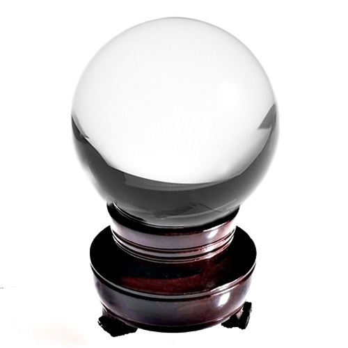 Clear Crystal Ball Sphere 110mm 4.2 in With Wooden Stand USA Seller