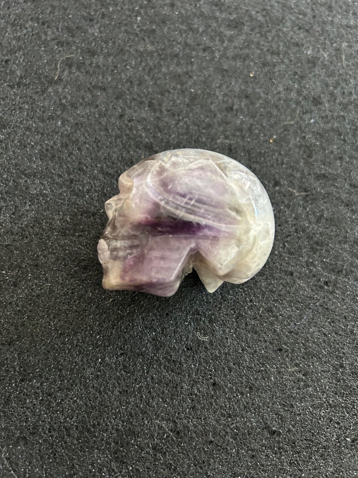 Amethyst Crystal Carved Skull Figurine Small Purple Collectible Solid Piece