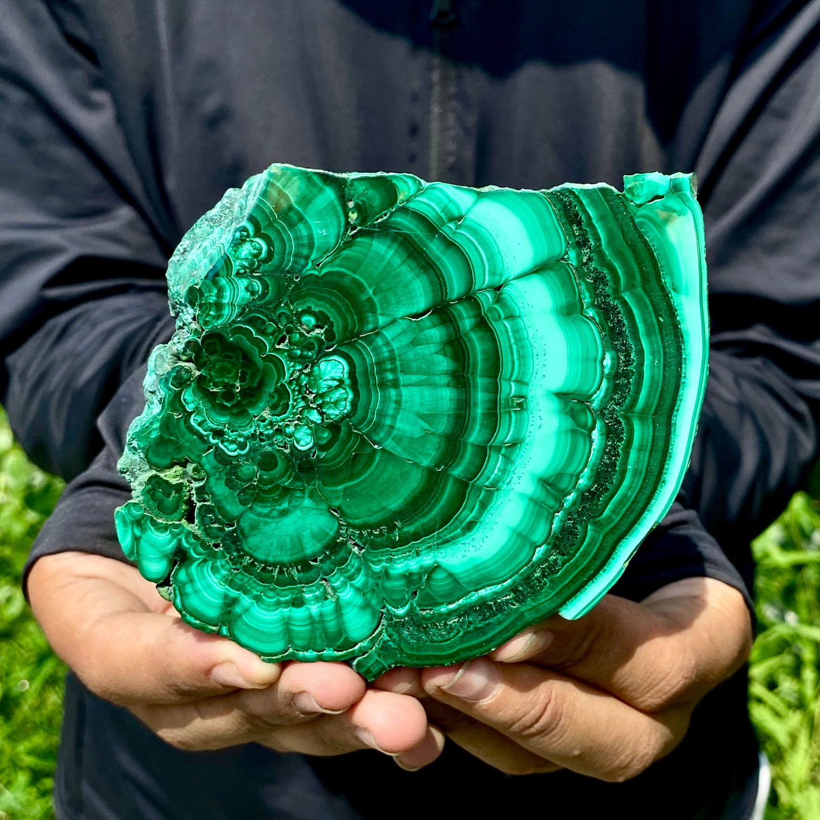 312G Natural malachite slices quartz crystal mineral specimens reiki healing