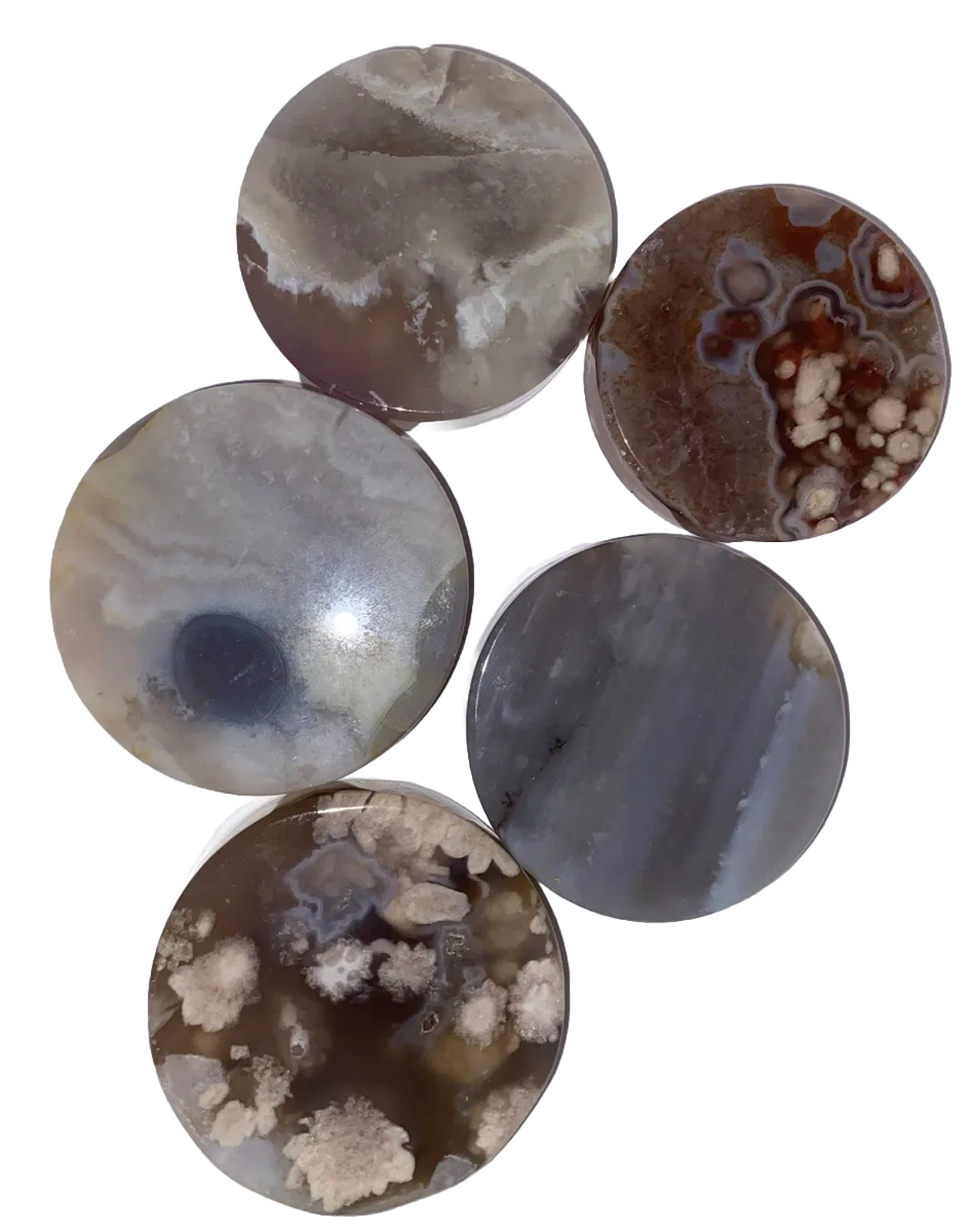 5 x Polished smooth Tumbled 2 inch Round FLOWER GATE CRYSTAL TUMBLES ✅Aus Seller
