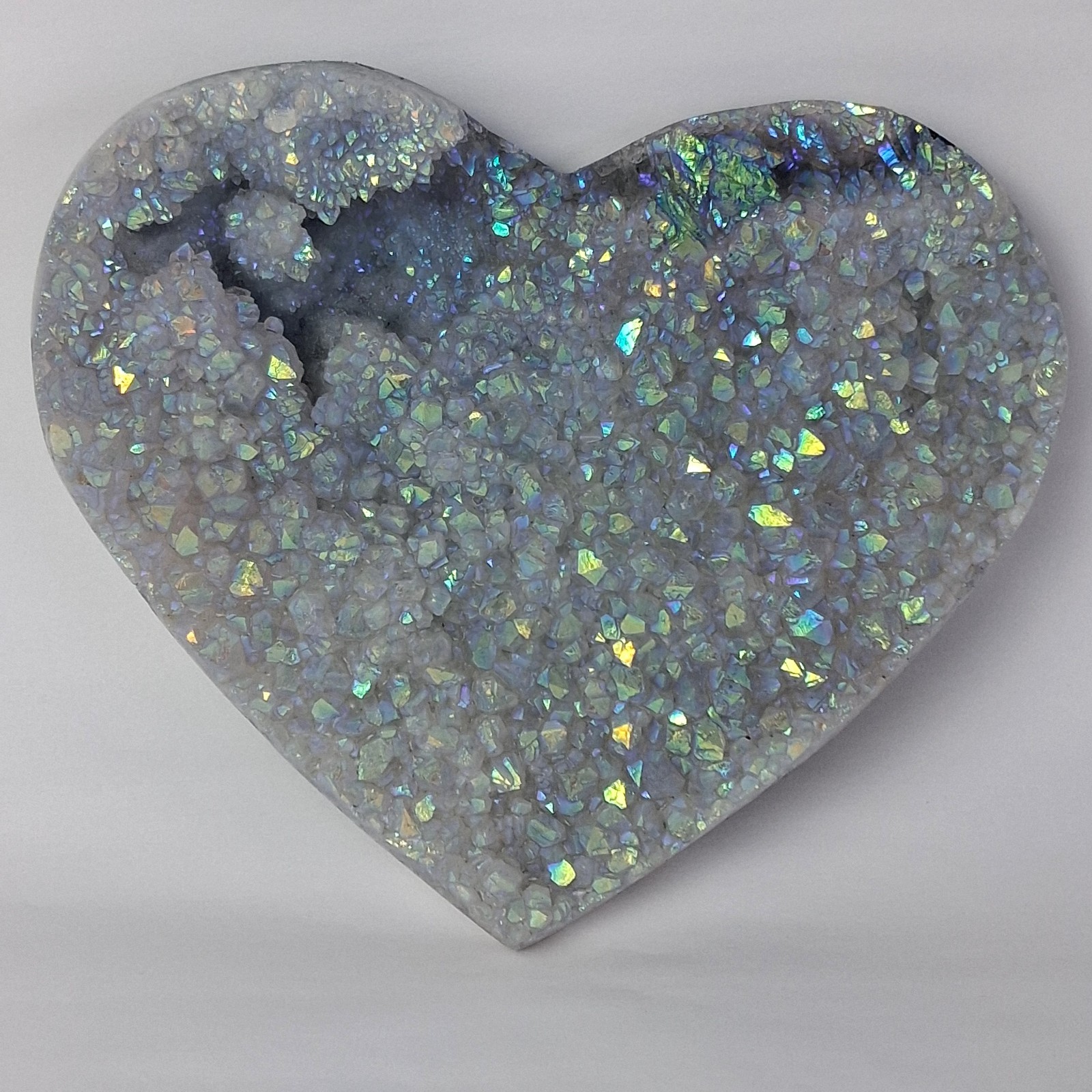 Heart Shaped Angel Aura Quartz Crystal Cluster Natural Rock 7 x 6 in