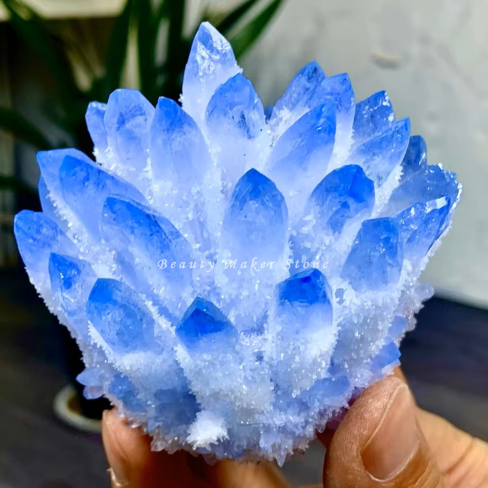 350G New Find Blue Phantom Quartz Crystal Cluster Mineral Specimen Healing Gift