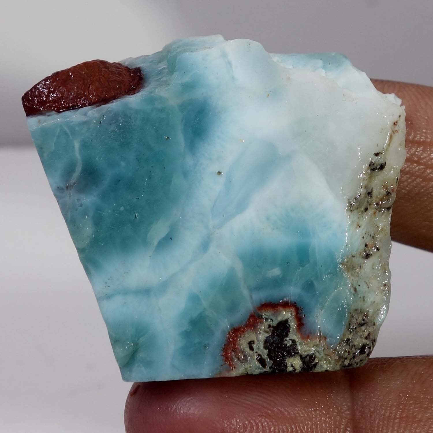 Spiritual Healing Larimar Natural Authentic Slab Rough Blue Gem Stone 138.40 Cts