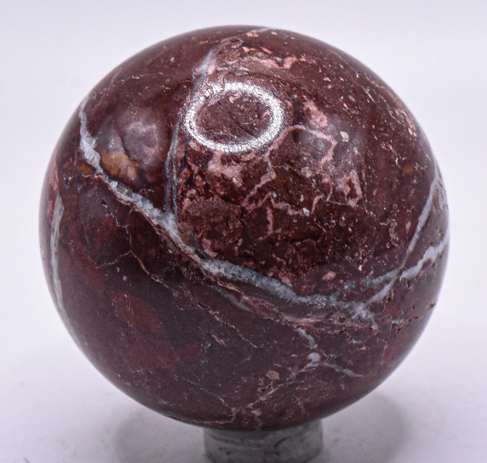 52mm Deep Red Jasper w/ Quartz Sphere Polished Natural Crystal Mineral Ball Peru
