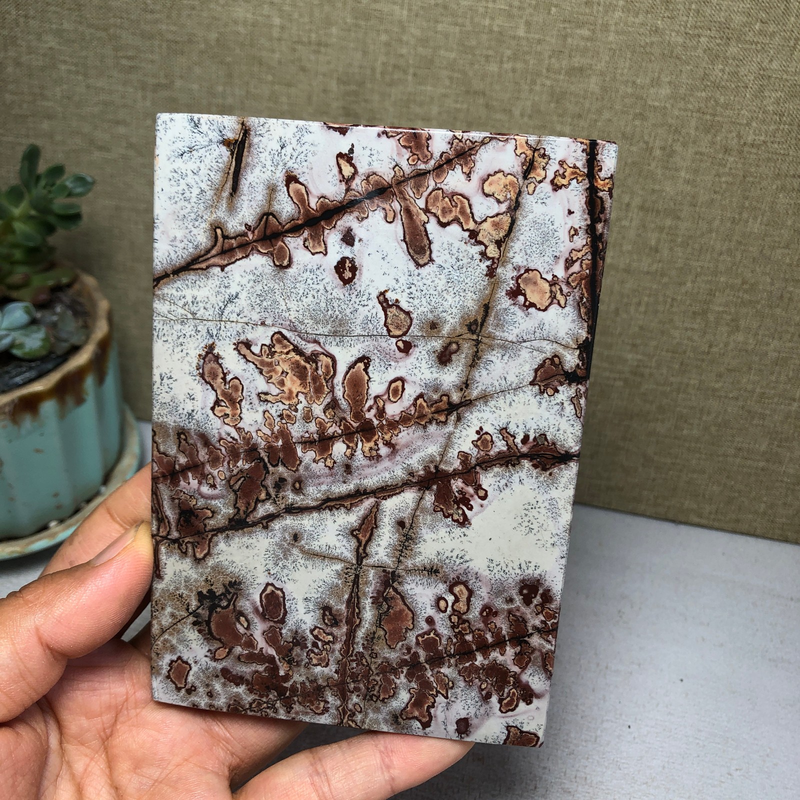 Natural Chinese painting stone crystal ornaments pictographic landscape A5061
