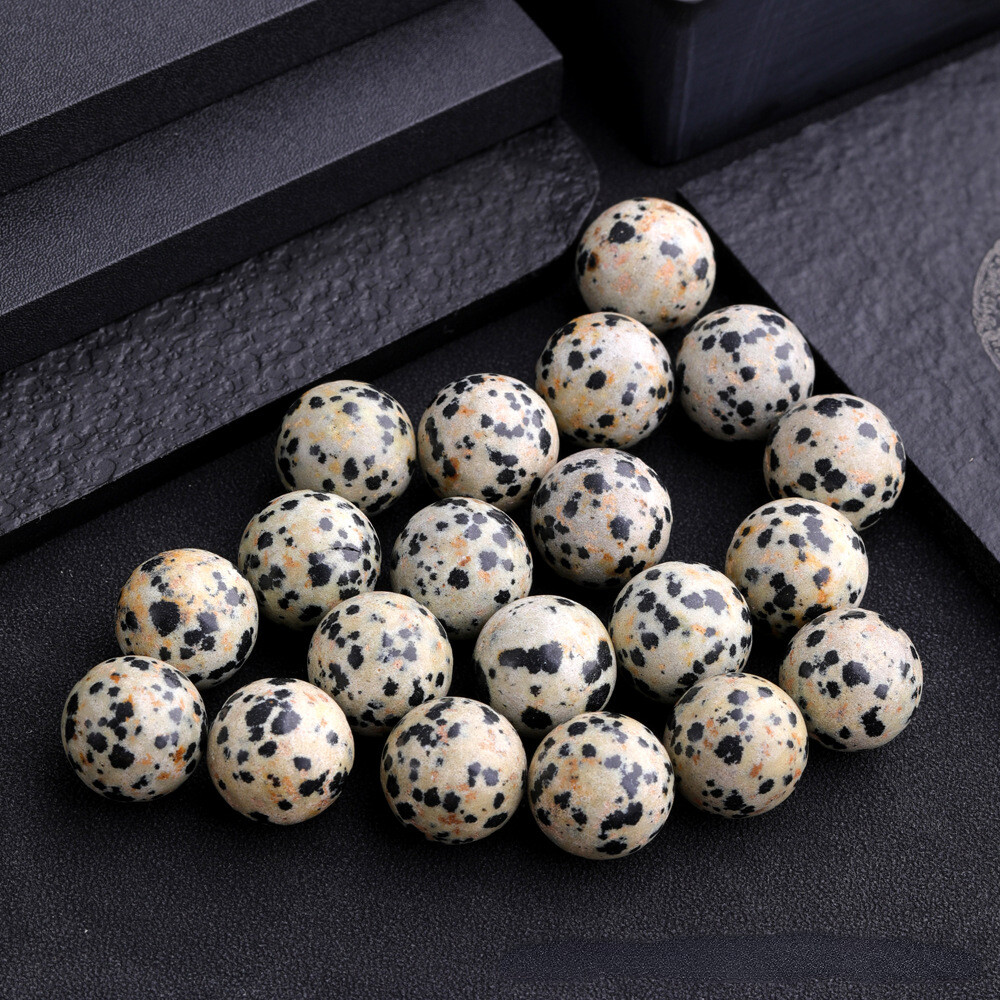 Wholesale 20pcs 16mm Natural Spotted Stone Round Ball Shape No Hole Beads