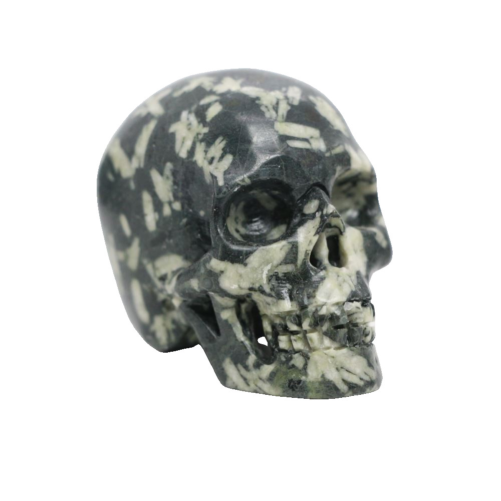 2″ SNOWFLAKE STONE Carved Crystal Skull Realistic Healing Randomly Send 1pc