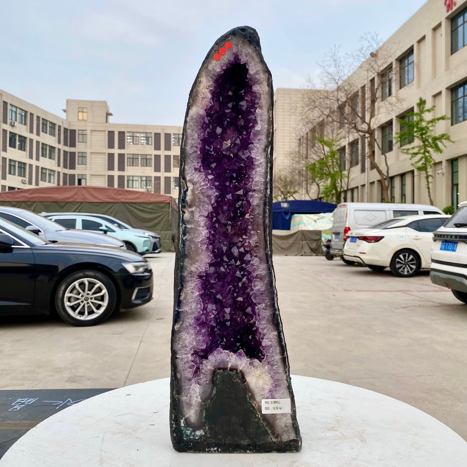 35LB Natural Amethyst Geode Quartz Crystal Cluster Cathedral Energy healing