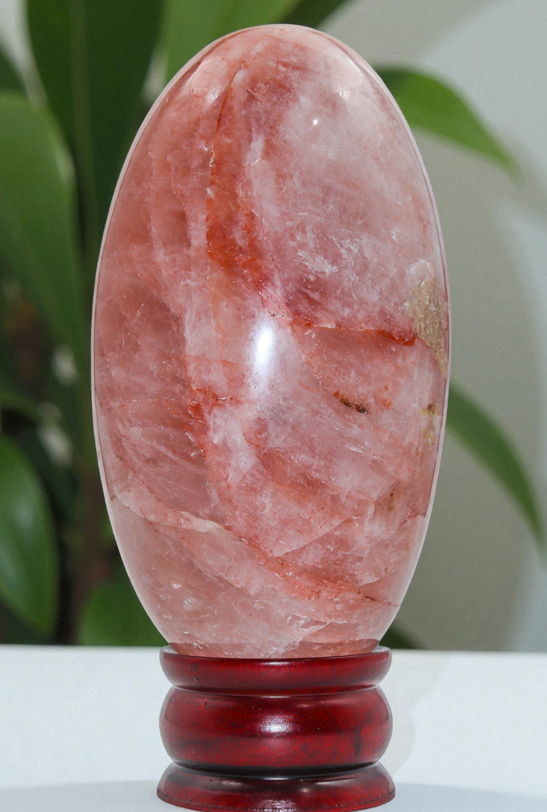 Red Hematoid Quartz Crystal Stone Lingam Healing Decor Meditation Gift 1630g