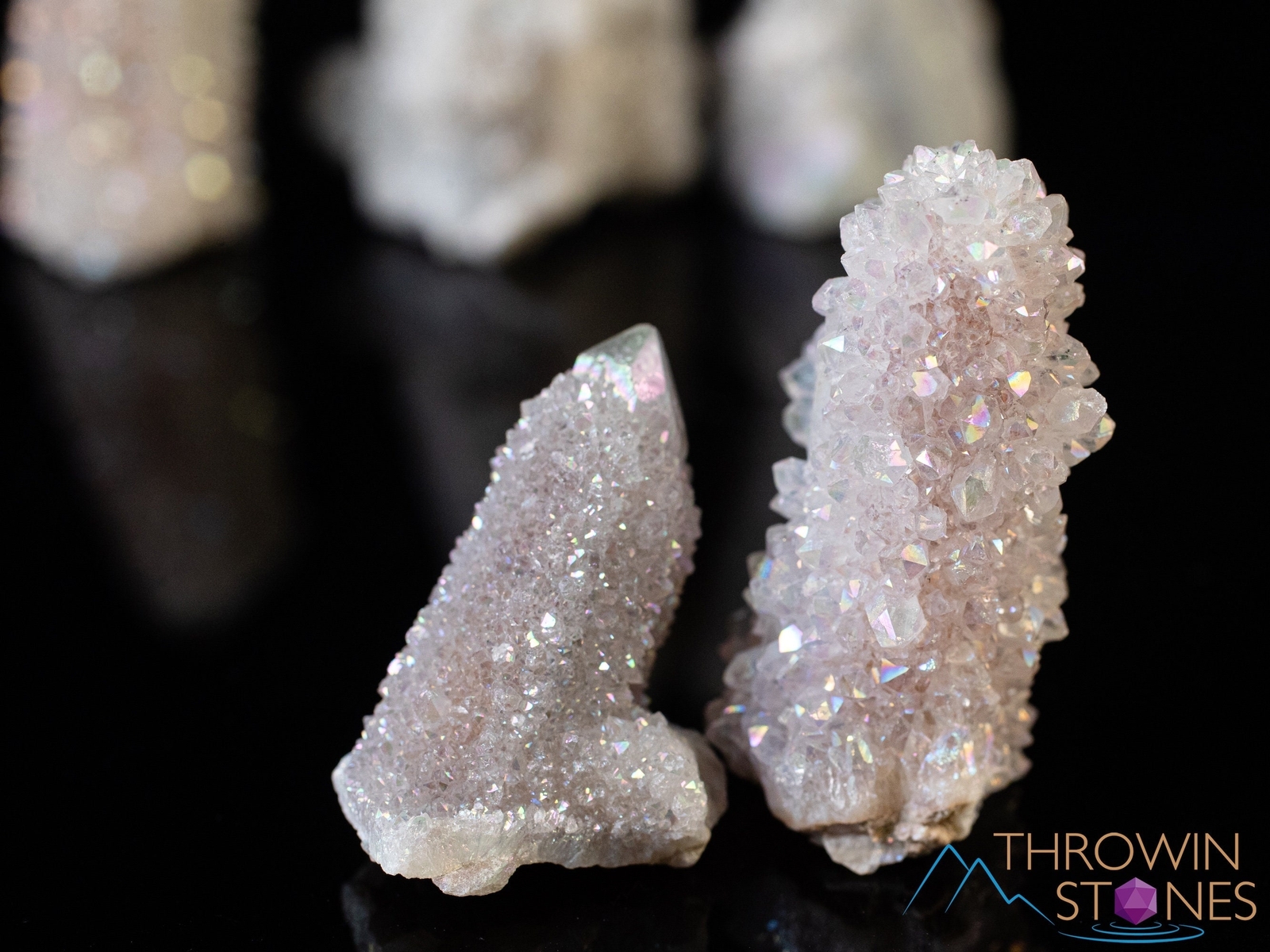 White ANGEL AURA QUARTZ Crystal Point, Rainbow Spirit Quartz Crystal Decor E2006
